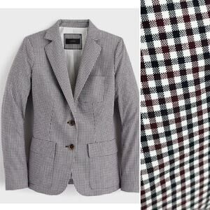 J. Crew Womens Rhodes Blazer 6 Microgingham Plaid  Classic Workwear Preppy